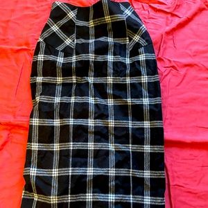 Blue plaid pencil skirt
